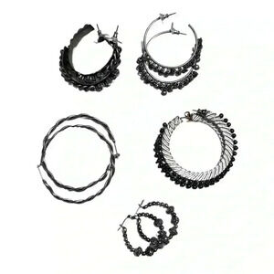 Lot of 5 pairs of silver hoops